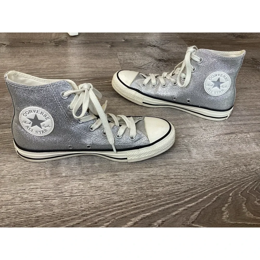 Converse CTAS Shiny Metal Hi 564869C Womens 6.5 Silver/Egret/Black Shoes